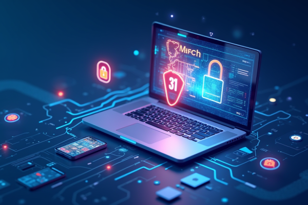 World backup day, digital devices secured by a safety net.