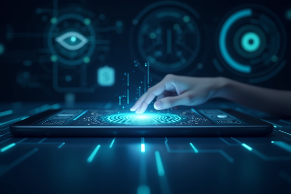 biometrics access, futuristic security scan