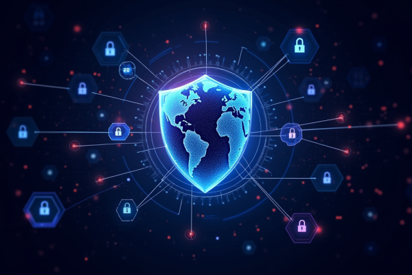 Data Privacy Day, digital shield protecting Earth.