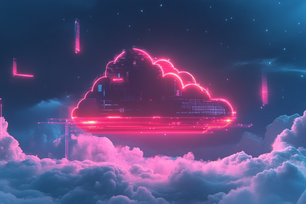 Pink cloud with digital features